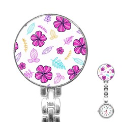 Flowers Leaves Pattern Art Bloom Stainless Steel Nurses Watch by Grandong