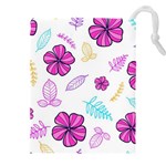 Flowers Leaves Pattern Art Bloom Drawstring Pouch (5XL) Front