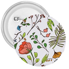 Line Floral Art Pattern Ornament 3  Buttons by Grandong