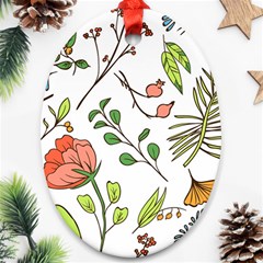 Line Floral Art Pattern Ornament Ornament (oval)