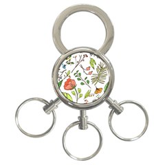 Line Floral Art Pattern Ornament 3-ring Key Chain by Grandong