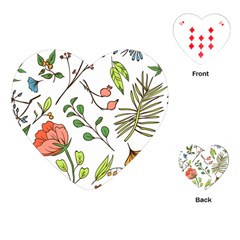 Line Floral Art Pattern Ornament Playing Cards Single Design (heart)