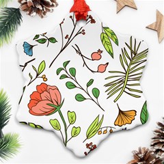 Line Floral Art Pattern Ornament Ornament (snowflake)