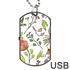 Line Floral Art Pattern Ornament Dog Tag Usb Flash (one Side) by Grandong