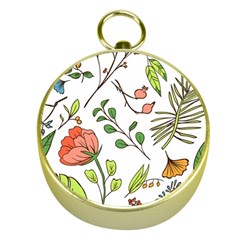 Line Floral Art Pattern Ornament Gold Compasses by Grandong