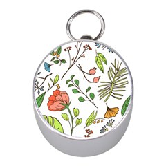 Line Floral Art Pattern Ornament Mini Silver Compasses by Grandong