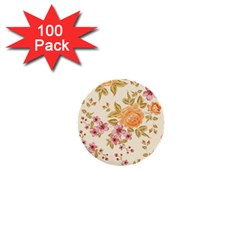 Peony Flower Pattern Background 1  Mini Buttons (100 Pack)  by Grandong