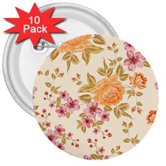 Peony Flower Pattern Background 3  Buttons (10 Pack)  by Grandong