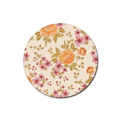 Peony Flower Pattern Background Rubber Coaster (round)