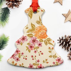 Peony Flower Pattern Background Christmas Tree Ornament (two Sides) by Grandong