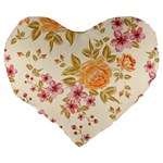 Peony Flower Pattern Background Large 19  Premium Flano Heart Shape Cushions Back