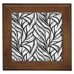 Black White Flower Texture Pattern Framed Tile by Grandong