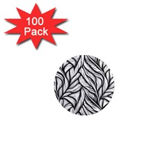 Black White Flower Texture Pattern 1  Mini Magnets (100 Pack)  by Grandong