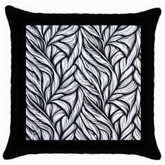 Black White Flower Texture Pattern Throw Pillow Case (black) by Grandong