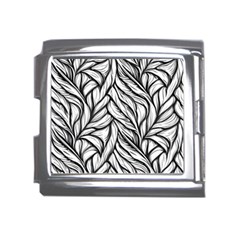 Black White Flower Texture Pattern Mega Link Italian Charm (18mm)