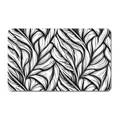 Black White Flower Texture Pattern Magnet (rectangular) by Grandong