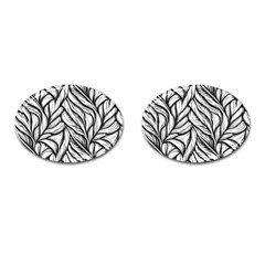 Black White Flower Texture Pattern Cufflinks (oval) by Grandong