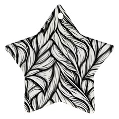 Black White Flower Texture Pattern Star Ornament (two Sides)