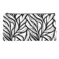 Black White Flower Texture Pattern Pencil Case by Grandong