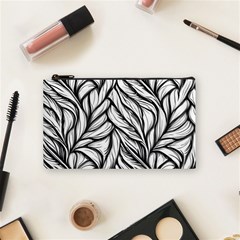 Black White Flower Texture Pattern Cosmetic Bag (small) by Grandong