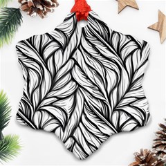 Black White Flower Texture Pattern Ornament (snowflake)