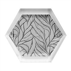 Black White Flower Texture Pattern Hexagon Wood Jewelry Box by Grandong