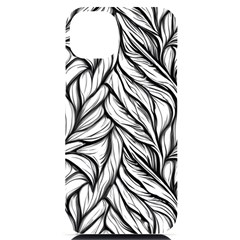 Black White Flower Texture Pattern Iphone 14 Plus Black Uv Print Case by Grandong