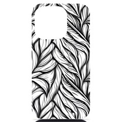 Black White Flower Texture Pattern Iphone 14 Pro Black Uv Print Case by Grandong