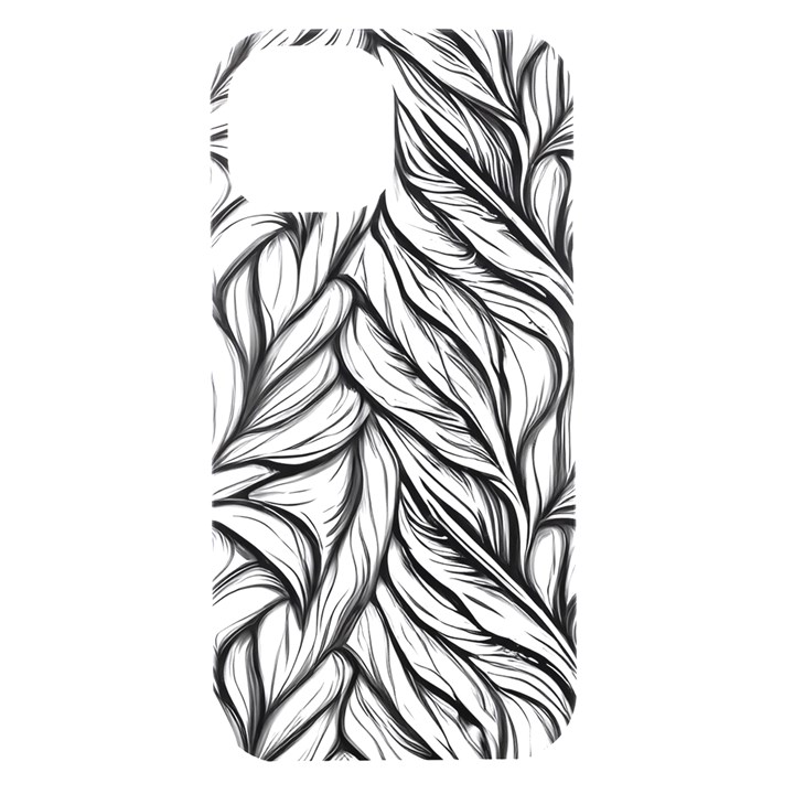 Black White Flower Texture Pattern iPhone 15 Black UV Print PC Hardshell Case