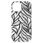 Black White Flower Texture Pattern iPhone 15 Plus Black UV Print PC Hardshell Case Front