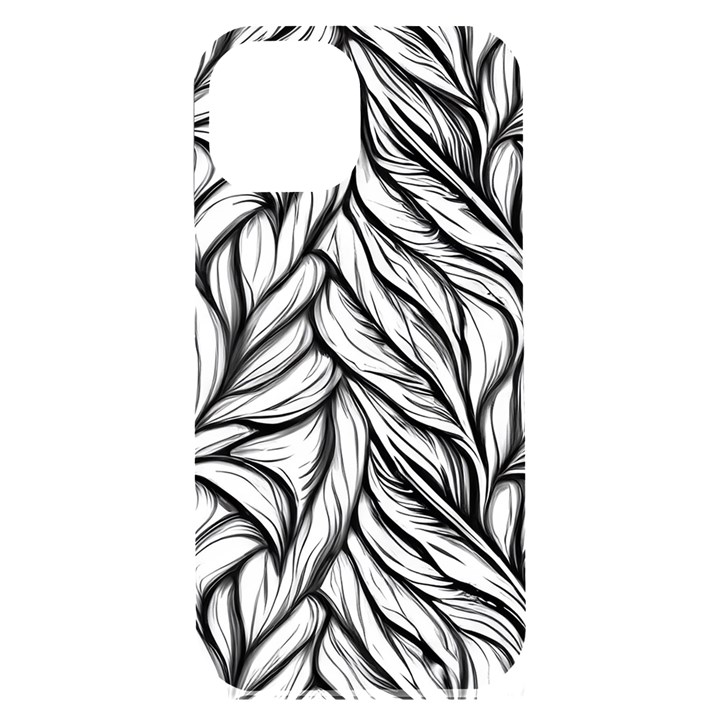 Black White Flower Texture Pattern iPhone 15 Plus Black UV Print PC Hardshell Case