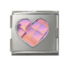 3d Texture Abstract Pattern Vintage Mega Link Heart Italian Charm (18mm)