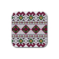 Ukrainian Folk Seamless Pattern Ethnic Ornament Border Element Traditional Rubber Coaster (Square)