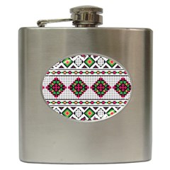 Ukrainian Folk Seamless Pattern Ethnic Ornament Border Element Traditional Hip Flask (6 oz)