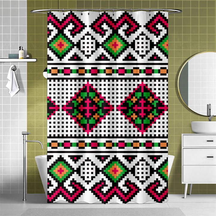 Ukrainian Folk Seamless Pattern Ethnic Ornament Border Element Traditional Shower Curtain 48  x 72  (Small) 