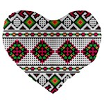 Ukrainian Folk Seamless Pattern Ethnic Ornament Border Element Traditional Large 19  Premium Heart Shape Cushions Front