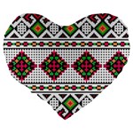 Ukrainian Folk Seamless Pattern Ethnic Ornament Border Element Traditional Large 19  Premium Heart Shape Cushions Back