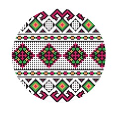 Ukrainian Folk Seamless Pattern Ethnic Ornament Border Element Traditional Mini Round Pill Box