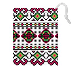 Ukrainian Folk Seamless Pattern Ethnic Ornament Border Element Traditional Drawstring Pouch (4xl)