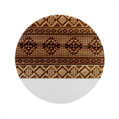 Ukrainian Folk Seamless Pattern Ethnic Ornament Border Element Traditional Marble Wood Coaster (Round)