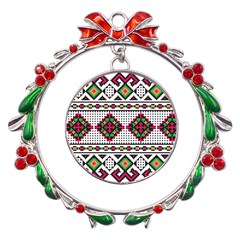 Ukrainian Folk Seamless Pattern Ethnic Ornament Border Element Traditional Metal X mas Wreath Ribbon Ornament by Grandong