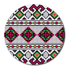 Ukrainian Folk Seamless Pattern Ethnic Ornament Border Element Traditional Round Mousepad