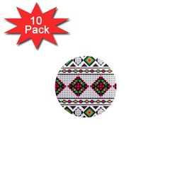 Ukrainian Folk Seamless Pattern Ethnic Ornament Border Element Traditional 1  Mini Magnet (10 Pack) 