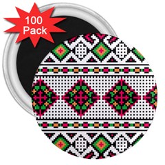 Ukrainian Folk Seamless Pattern Ethnic Ornament Border Element Traditional 3  Magnets (100 Pack)