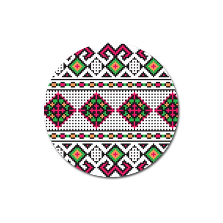 Ukrainian Folk Seamless Pattern Ethnic Ornament Border Element Traditional Magnet 3  (Round)