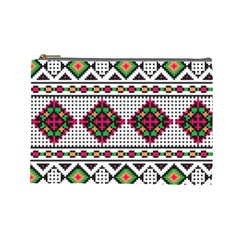 Ukrainian Folk Seamless Pattern Ethnic Ornament Border Element Traditional Cosmetic Bag (large)