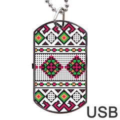 Ukrainian Folk Seamless Pattern Ethnic Ornament Border Element Traditional Dog Tag Usb Flash (two Sides)