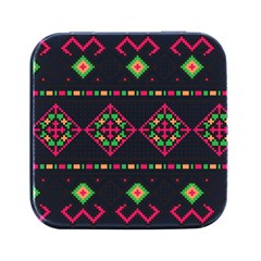 Ukrainian Folk Seamless Pattern Ethnic Ornament Border Element Traditional Square Metal Box (black)