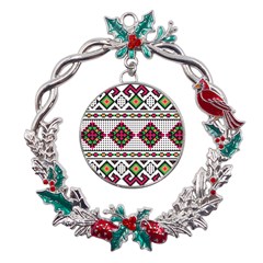 Ukrainian Folk Seamless Pattern Ethnic Ornament Border Element Traditional Metal X mas Wreath Holly Leaf Ornament