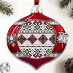 Ukrainian Folk Seamless Pattern Ethnic Ornament Border Element Traditional Metal Snowflake And Bell Red Ornament Front